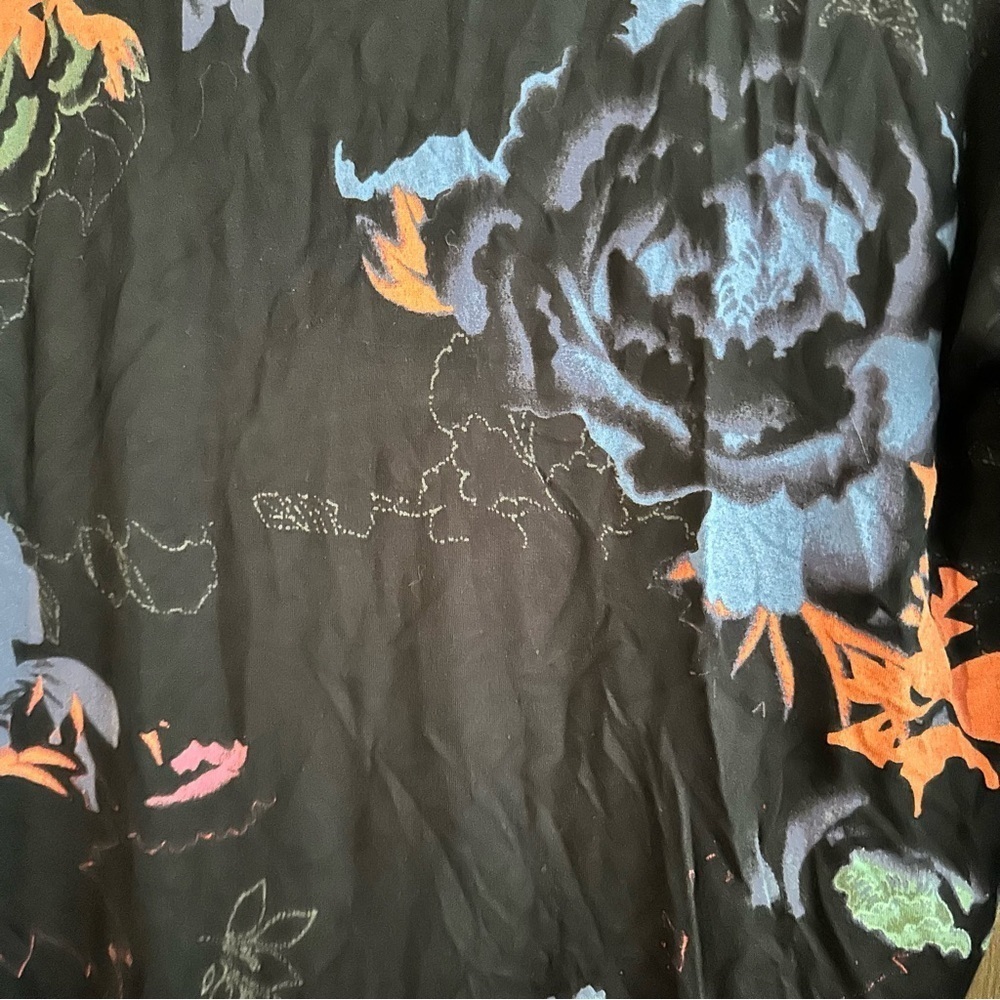 Babaton Black Orange Blue Graphic Norris Short Sleeve Tee Blouse Sz S Cozy - Picture 4 of 9